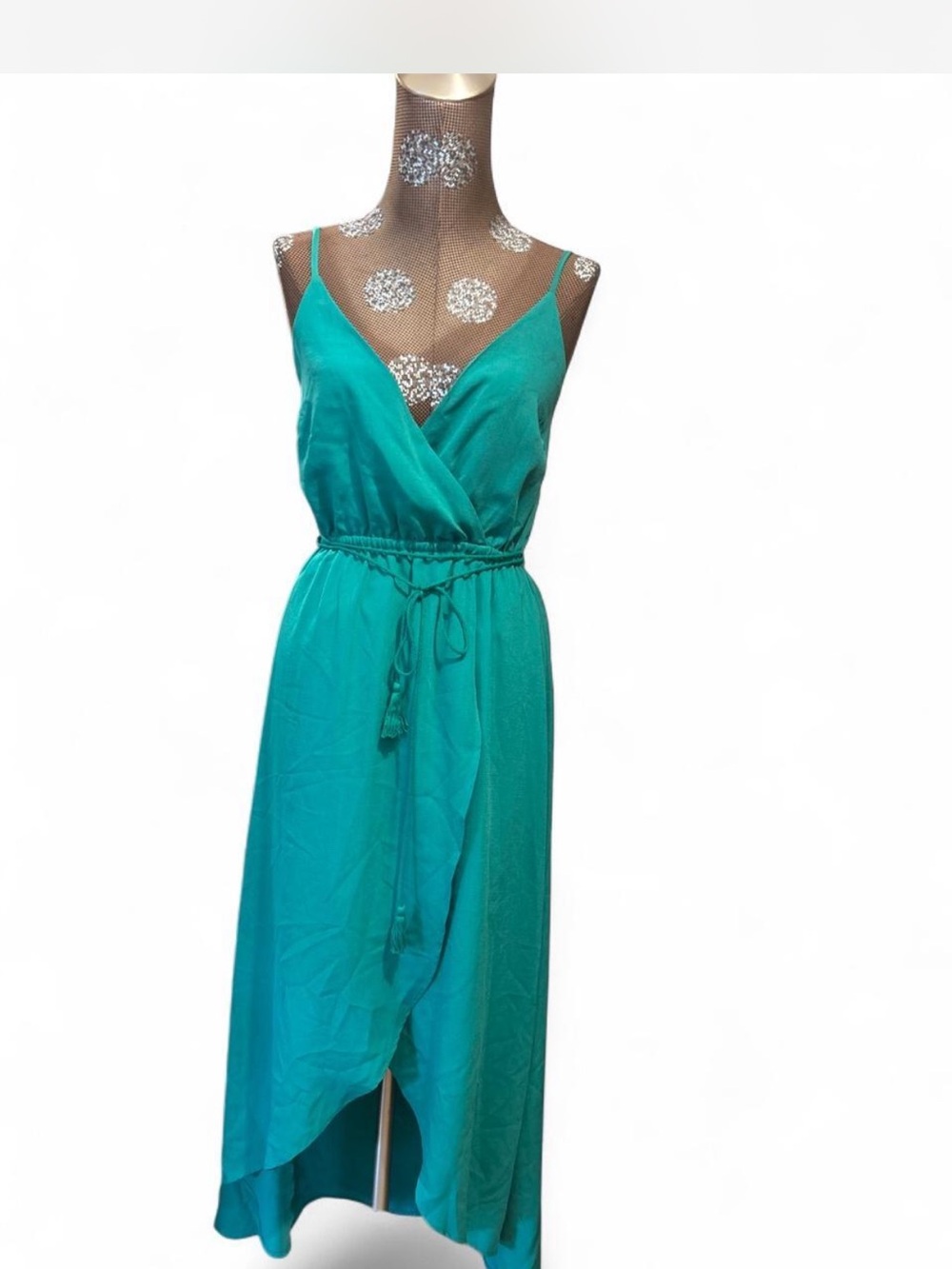 Jack by BB Dakota Teal High-Low Wrap Dress with Tie Waist